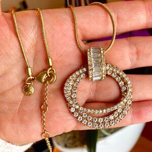 J. Crew gold tone necklace with sparkling pendant